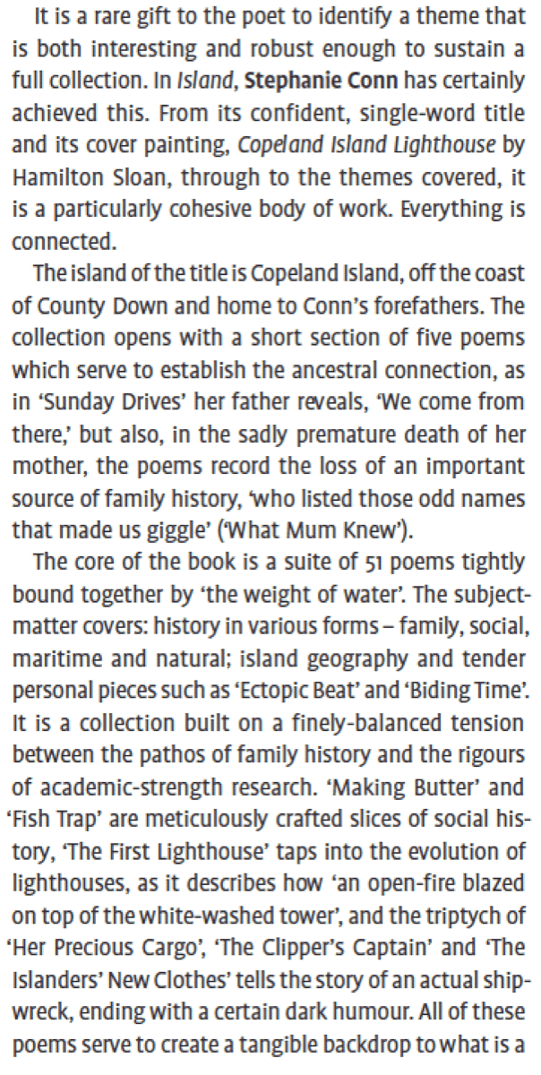 Review of Island by Stephanie Conn published in The North